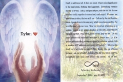 Dylan Memorial Card